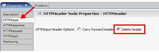 This node will be used to remove the HTTP Input header from the message tree.