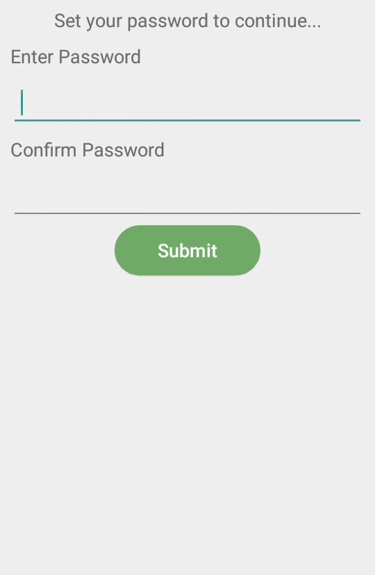 Set Password After validation of the correct OTP which was sent, user is required to enter a