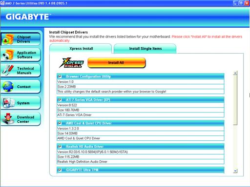 3-6 Download Center To update the BIOS, drivers, or applications, click the Download Center button to link to the GIGABYTE