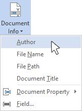 Select Author and click the [_OK_] button. The Author field is inserted.