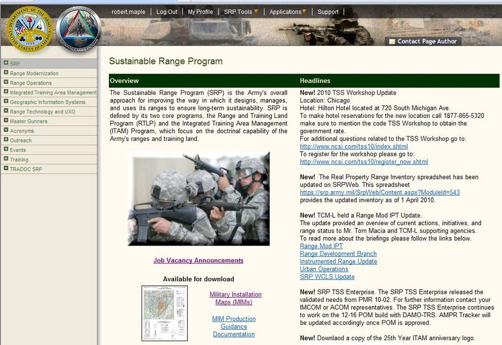 SRP GIS Website Statistics SRPWeb (https://srp.army.