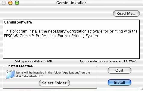 4. From the Gemini Installer screen select Install to continue with the