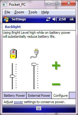 If you click on the Brightness/Configure tab, you can set the backlight level using the slider controls.