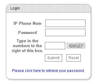 Go to My Account interface Enter your IP Phone Number, Password and the digits displayed then click Submit.