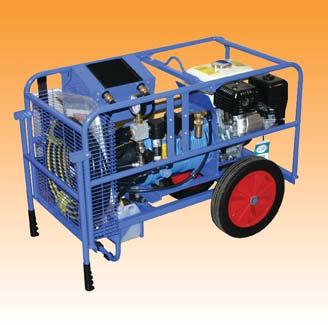 It provides the ideal source of compressed air for field installation of blown fibre units. Suitable for external use. Installation Equipment > Petrol engine driven rotary vane compressor unit.