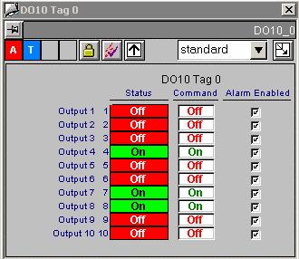 3.9 505_DO10 Standard View The standard view for the 505_DO10 faceplate displays information on Outputs and alarm settings. Description Type Tag Description Static Text.