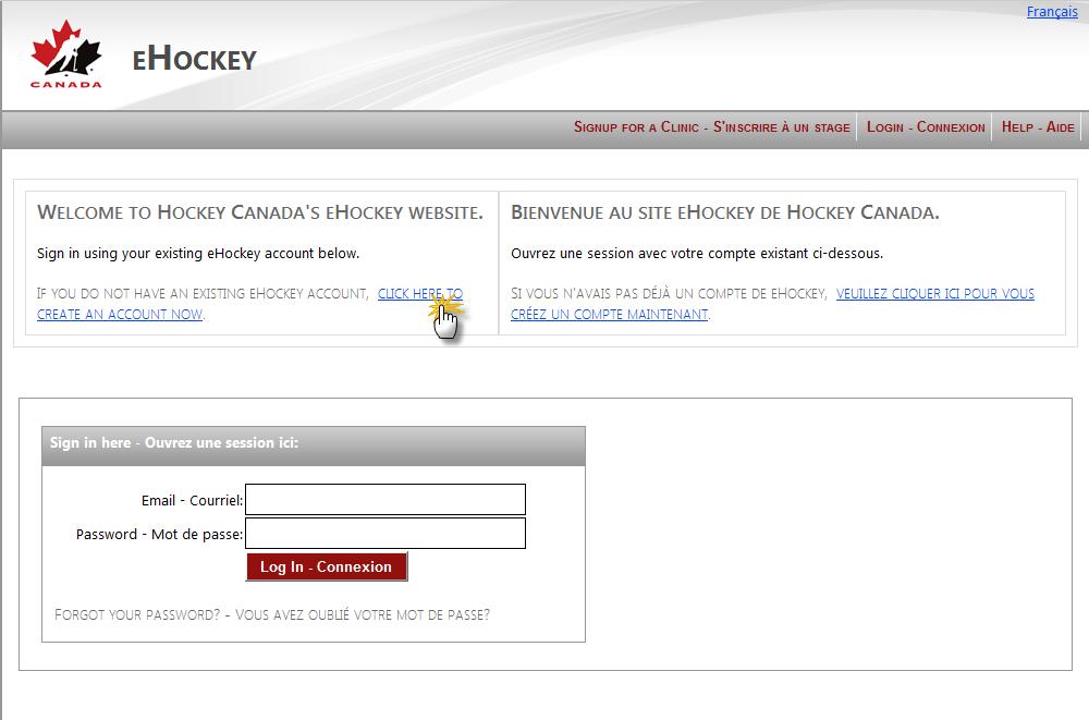 2 CREATING A NEW ACCOUNT Once you start using the ehockey website, the first step you need to take is creating a new User Account.