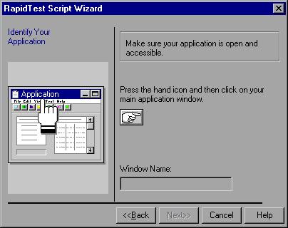 Lesson 2 Setting Up the GUI Map 3 Start the RapidTest Script wizard. Choose Insert > RapidTest Script Wizard. Click Next in the wizard s Welcome screen to advance to the next screen.