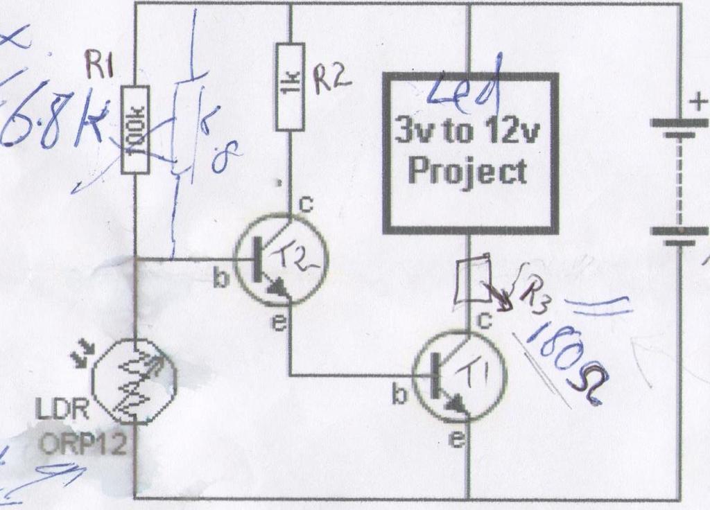 1 Light Dependent Resistor Circuit by VK4ION Building a Simple Light Dependent circuit using 7 components This circuit detects darkness and allows the LED to turn on See Image 1 and note hand written