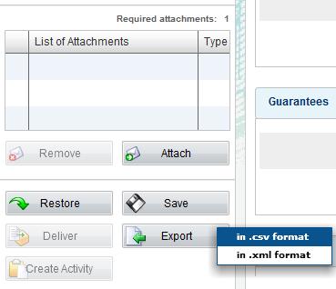 5.1.7. Export By clicking on Export, the application allows the export of the message data in csv or xml format.