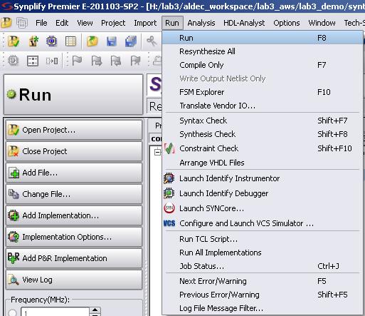 Click on Run in the Button panel or select Run from the Run