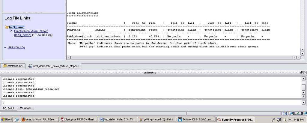 Log Watch window: Select Compiler Report to analyze the performance