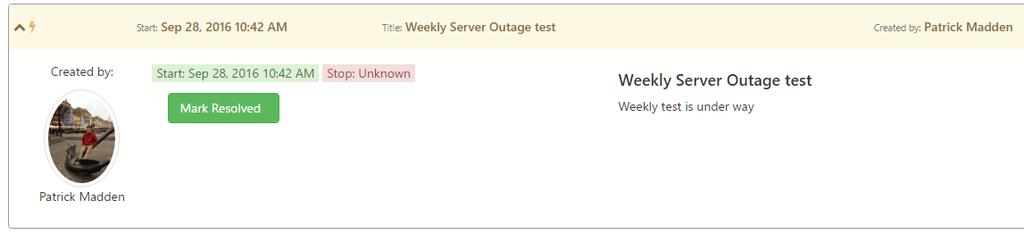 This is an example of an expanded outage in the outage history.