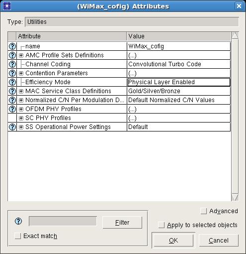 Figure 15: WiMAX configuration Step 6: Right click on server and change its attributes same as we did in Wi-Fi part. Step 7: Edit mobile workstations attribute (Figure.16).