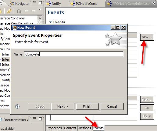 Select the Events tab and add events Complete and