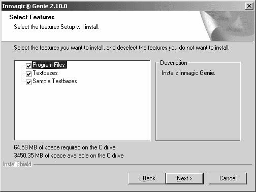 Figure 2: Select Features dialog box for new installations Figure 3: Select Features dialog box for