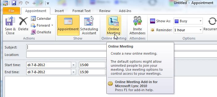 Plan an online meeting with Lync Configure the meeting options Exercises 1. Plan an online meeting with a colleague.
