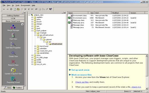 Figure 5: Rational ClearCase Explorer. The Rational ClearCase Explorer The Rational ClearCase Explorer is a graphical user interface that is separate from the Application Developer Navigator.
