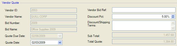 Click OK to return to the Vendor Response window. The Alt field is checked noting that an alternate item was indicated by the vendor. 5.