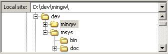 The current local directory and the local directory tree are displayed on the left side of the main window by default.