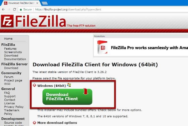 STEP 2: Click Download FileZilla Client: STEP 3: Click on the FileZilla Download prompt at the bottom of your web