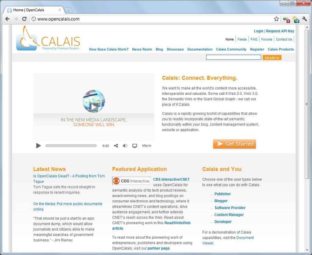 The OpenCalais Project Creates semantic metadata for submitted