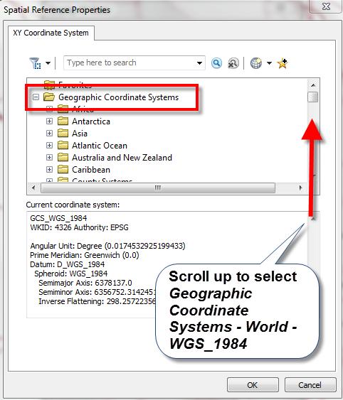 ) Click Edit to change the coordinate system to Geographic