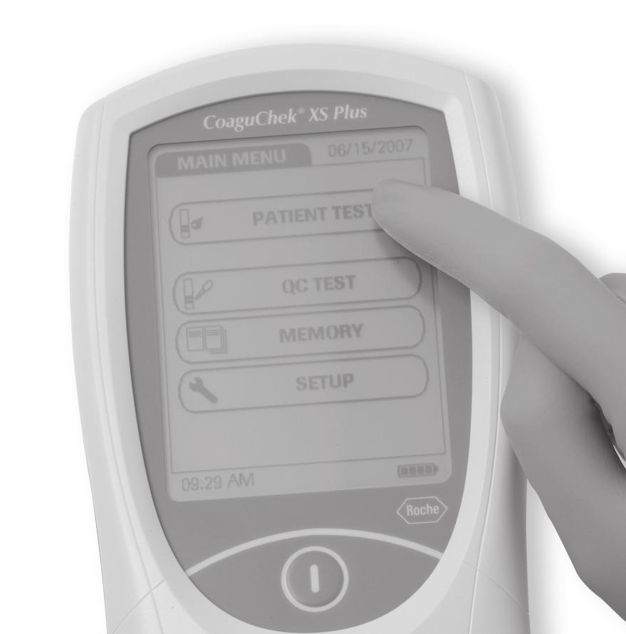 Testing the capillary blood sample With patient list (only available with optional software) 12 Touch Patient Test.