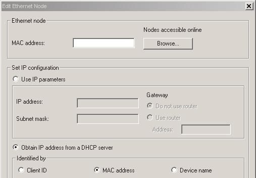 Manual addressing (if required): Enter the IP address of the bus node ( 1