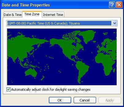 Select a time zone from the drop-down menu. Click OK.