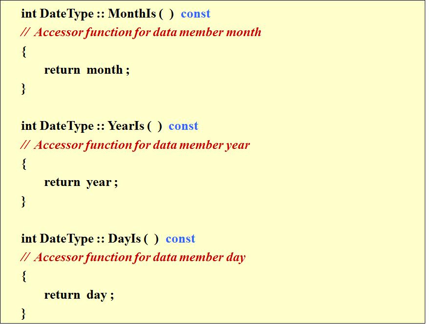 Implementation of DateType member functions (Cont d) (Lists,
