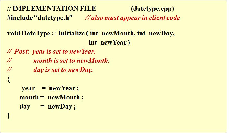 Implementation of DateType member functions (Lists, Stacks,