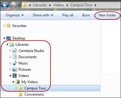 Within the Campus Tour folder we will create two sub-folders. You may want more, but I recommend that you create a single sub-folder for your project assets.