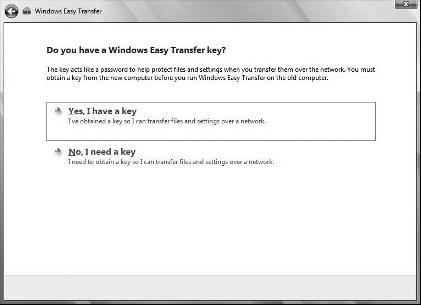 Preparing for Installation chapter 1 The Do you have a Windows Easy Transfer key screen appears. 8 Click Yes, I have a key to indicate that you have a key.