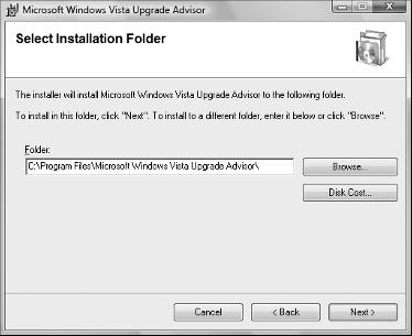 Preparing for Installation chapter 1 The Select Installation Folder screen appears. 0 Click Next. PART I 0 The Confirm Installation screen appears.! Click Next. The Upgrade Advisor installs on your computer.