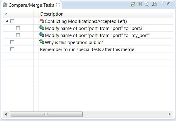Compare/Merge Tasks Tasks can now be created during a compare or merge session to write review comments on changes to follow-up on necessary