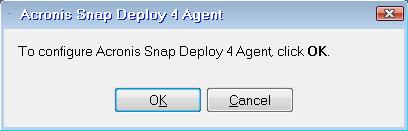 To load the agent with the default configuration (recommended in most cases), click Cancel or wait until the dialog box disappears after the time-out.