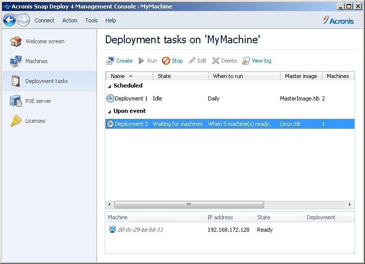 10.4.5 Operations with deployment tasks Once a deployment task is created, it appears in the Deployment tasks view.