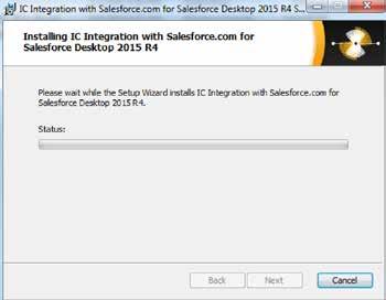 7. Click Install to continue. The Installing Integration with Salesforce.