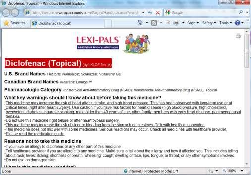 Selecting the Leaflet hyperlink will open the Lexi-Pals Advisory Leaflet screen as displayed below.