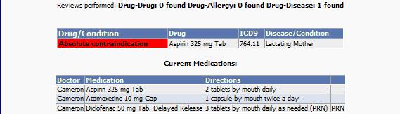 The Drug Review screen will be displayed as shown below.