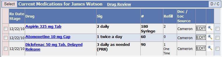 Note: Changes to drugs are recorded within the Rx Detail along with the authorizing doctor and user 7.
