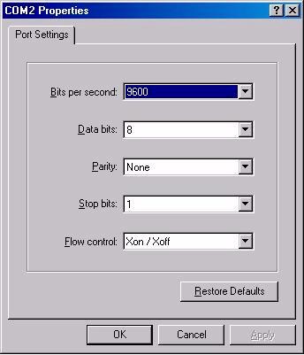 7) 3d) Select the Port Settings tab and modify the settings to match those in (Fig.