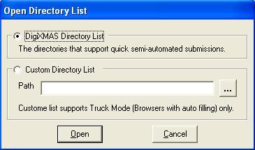 The tool supports several directory lists: Standard digixmas directory list that supports Shinkansen Mode, User s own directory lists. The tool supports Track Mode for them only.