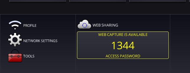 After setting up options, move the focus to OK and press the ENTER button. If USE is selected both for WEB CAPTURE and ACCESS PASSWORD, the screen in below will displayed on.