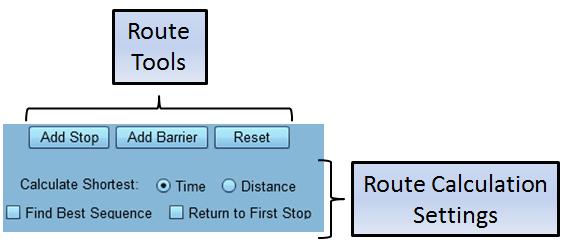 The Route Tools and Route Calculation Settings give the user more functionality when identifying a route.