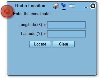 The Decimal Degree Locator can be used to enter Decimal Degree X and Y values and find a location.