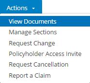 Personal Lines Processing Actions View Documents View policy documents from the Client Center Home or Policy Detail tabs by choosing