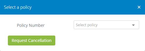 Select the policy section you would like to cancel from the drop-down list in the pop-up window. Click Request Cancellation.