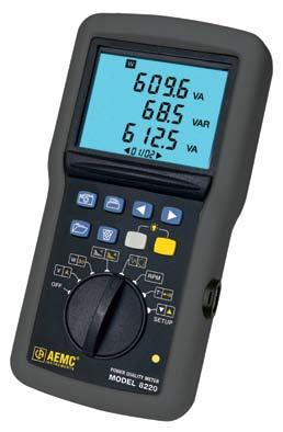 Power Quality Meter Model 8220 Model 8220 The Model 8220 is a single-phase AC + DC power meter with an electroluminescent backlit digital display and is rated to 600V Cat III.